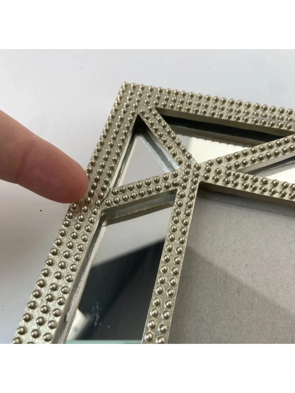 Nicole Miller Silver Beaded Mirrored Wall Frame IMPERFECT